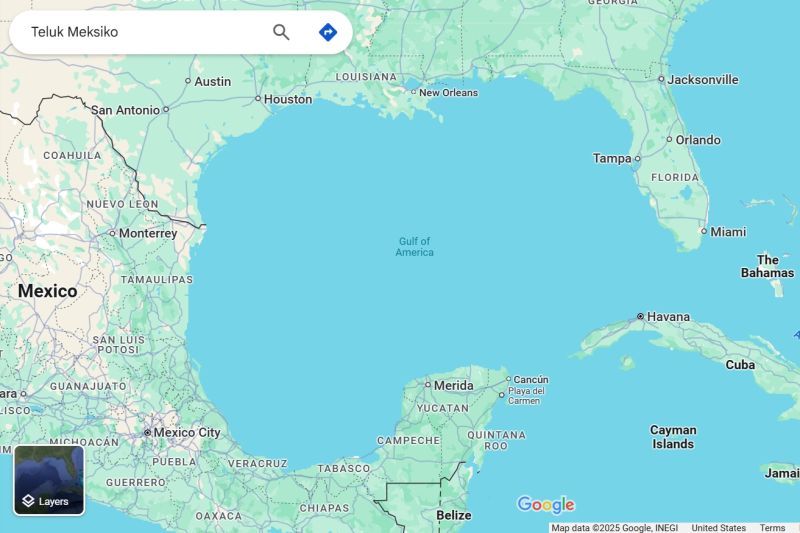 Ganti nama Teluk Meksiko di Google Maps, Google digugat
