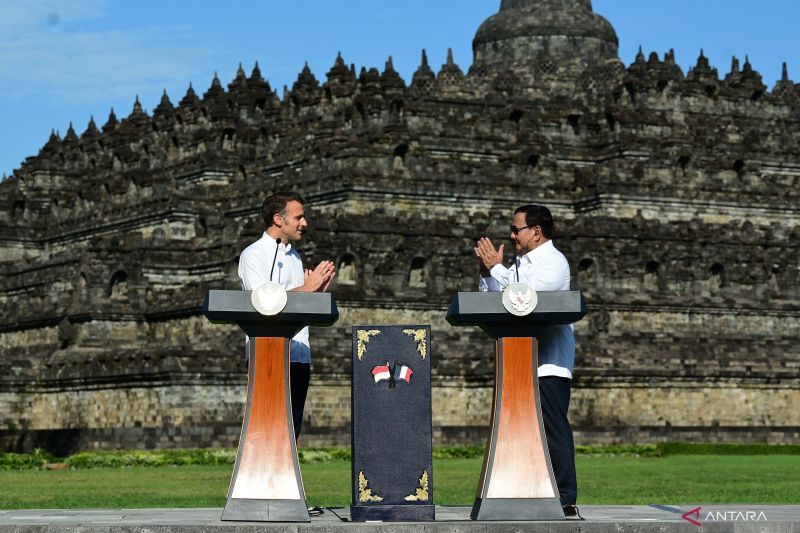 Fadli Zon ceritakan Macron berhasil gapai patung Buddha di Borobudur