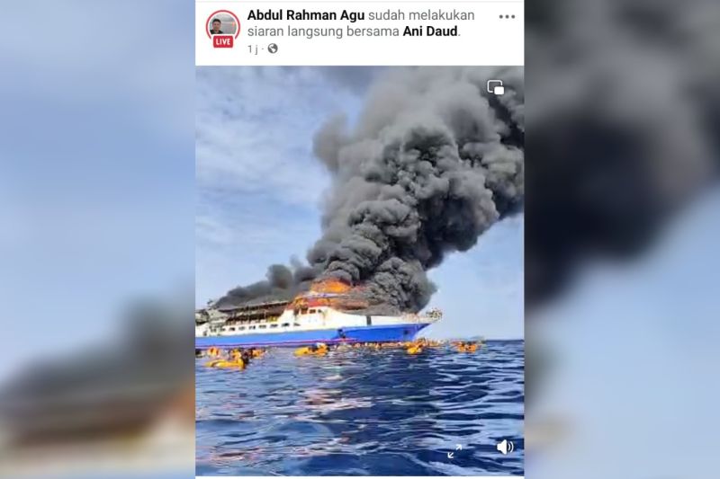 KM Barcelona 5 terbakar di perairan Talise-Minahasa Utara 