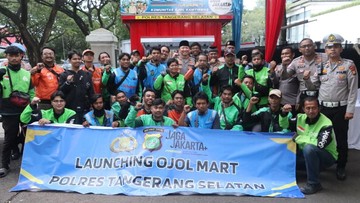 Peduli Komunitas Ojek Online, Polres Tangsel Launching 'Ojol Mart'