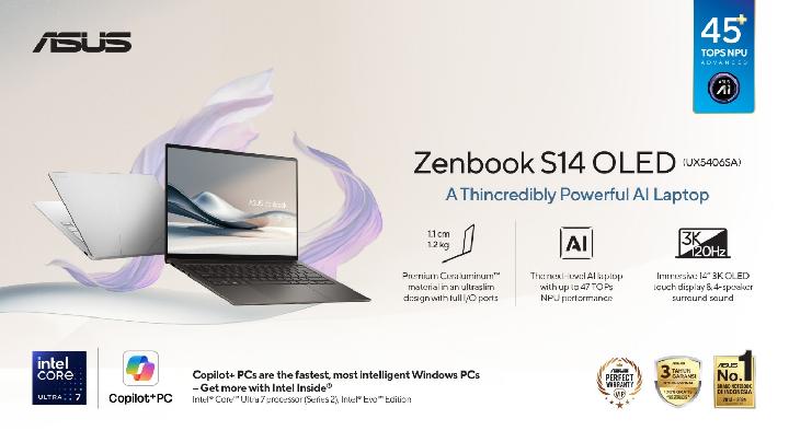 Berbasis AI, ASUS Zenbook S14 OLED(UX5406SA) Pilihan Paling Kompetitif di Pasar Laptop