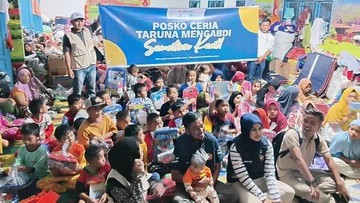 Karang Taruna Dirikan Posko Ceria Pulihkan Psikososial Anak di Tapsel