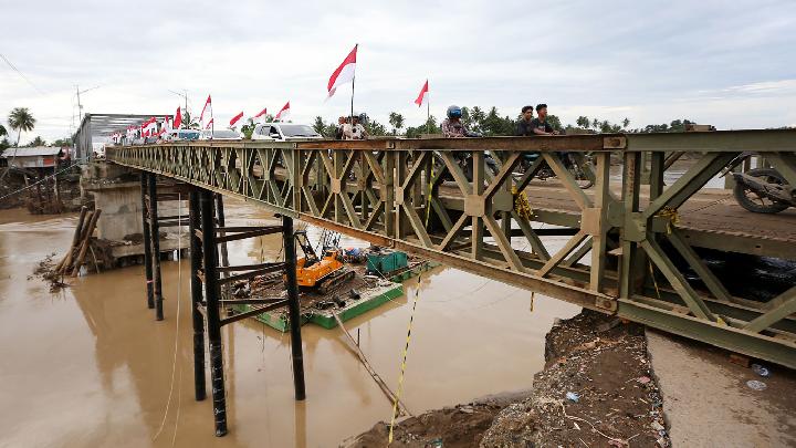 Jembatan Bailey Kuta Blang Hubungkan Lagi Medan-Banda Aceh