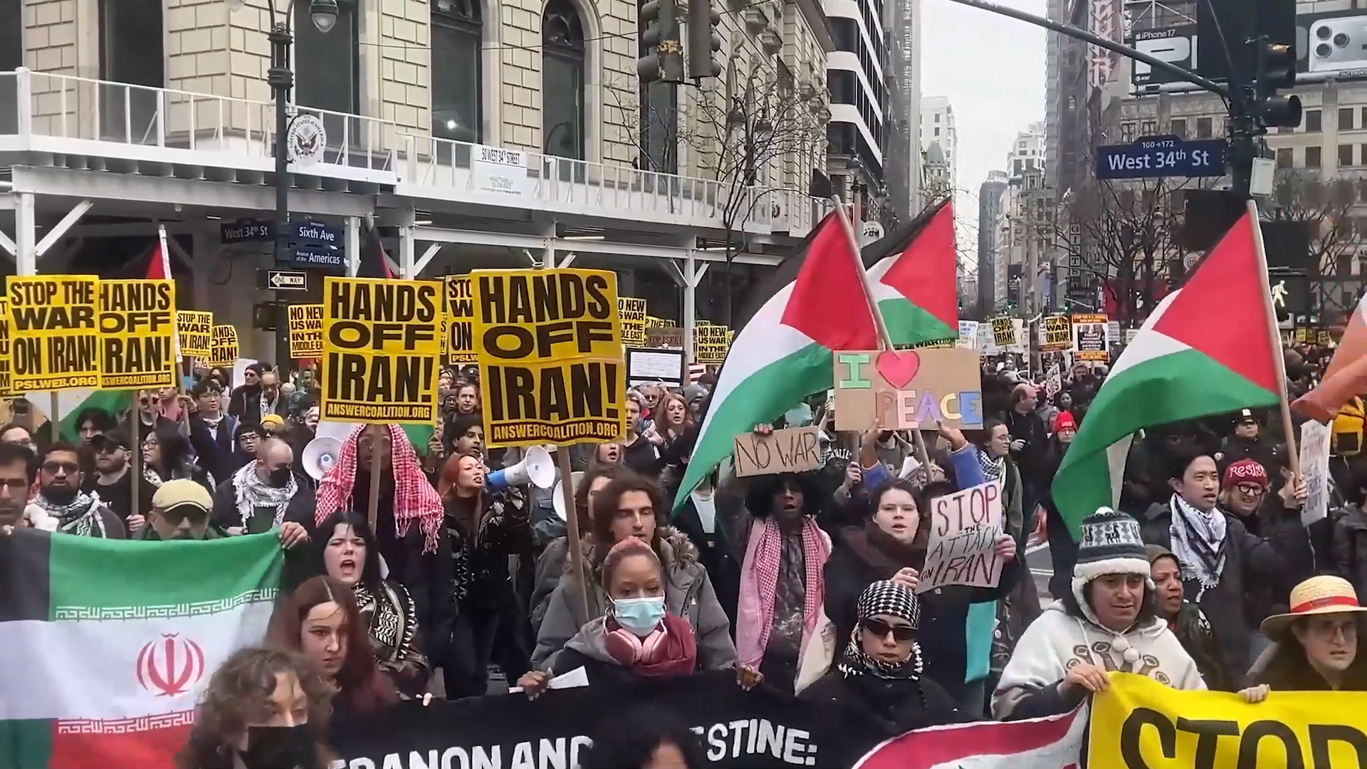 Hundreds march in New York condemning US-Israeli attacks on Iran