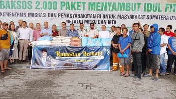 Kemenimipas Bagikan Belasan Ribu Paket Bansos ke Warga Sumut Jelang Lebaran